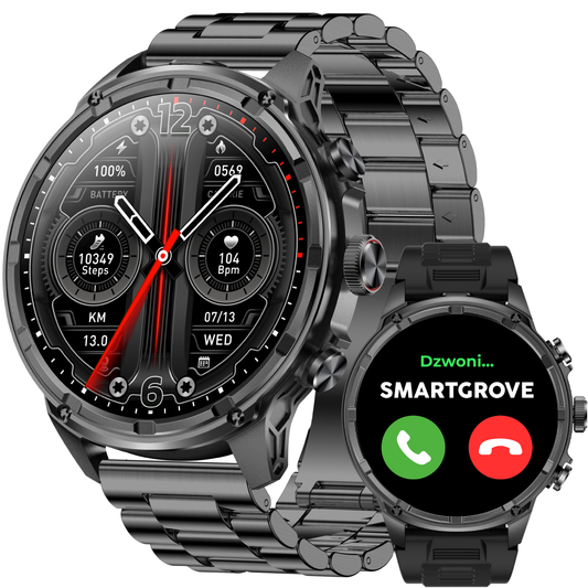 SMARTWATCH MĘSKI ZEGAREK MENU PL WODOODPORNY ROZMOWY PULS CIŚNIENIE AMOLED